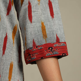 Grey Cotton Straight Pochampally Ikat Kurta