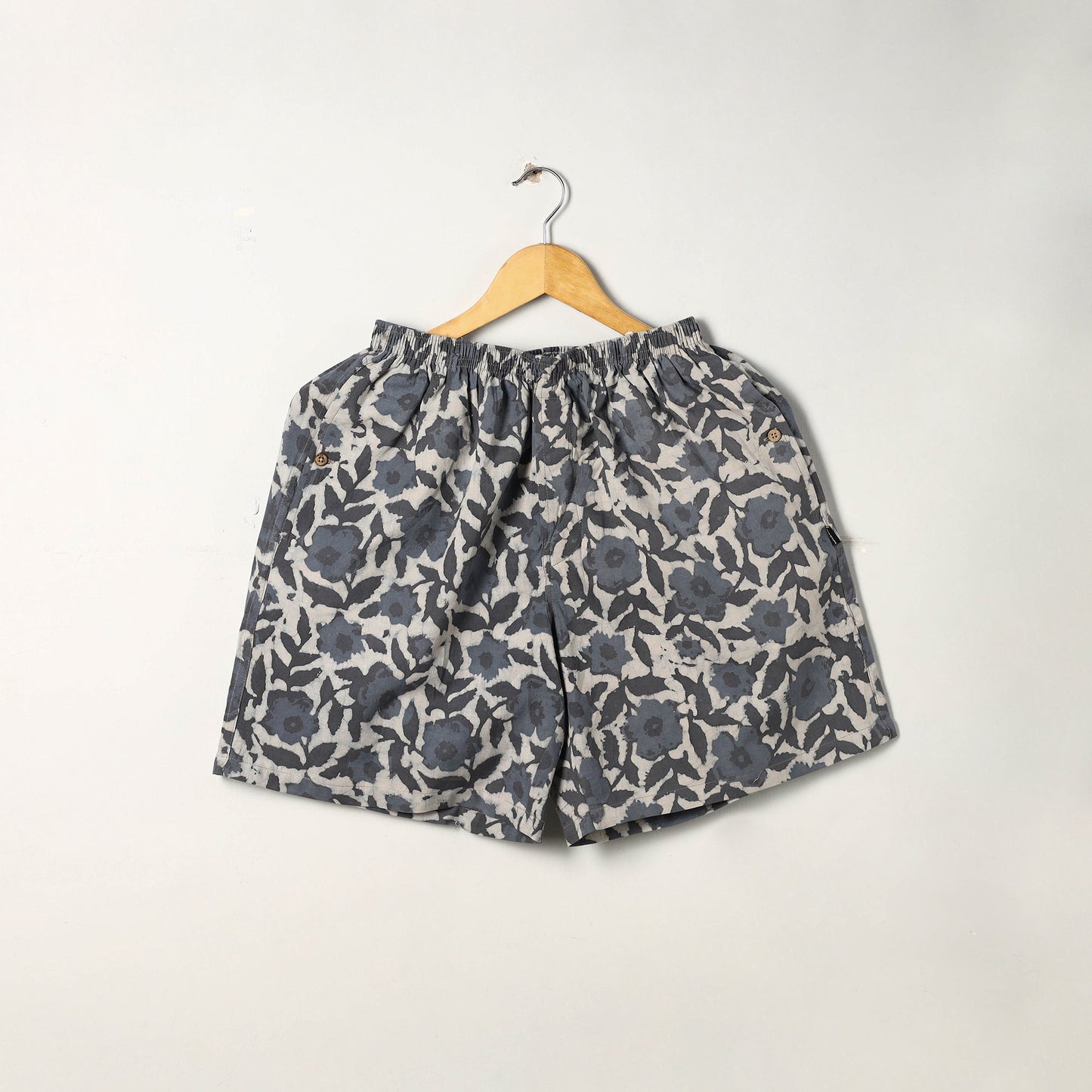 Grey - cotton unisex bagru shorts/boxer 08 - handcrafted