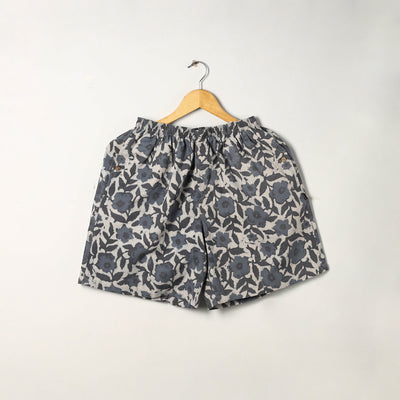 Grey - cotton unisex bagru shorts/boxer 08 - handcrafted