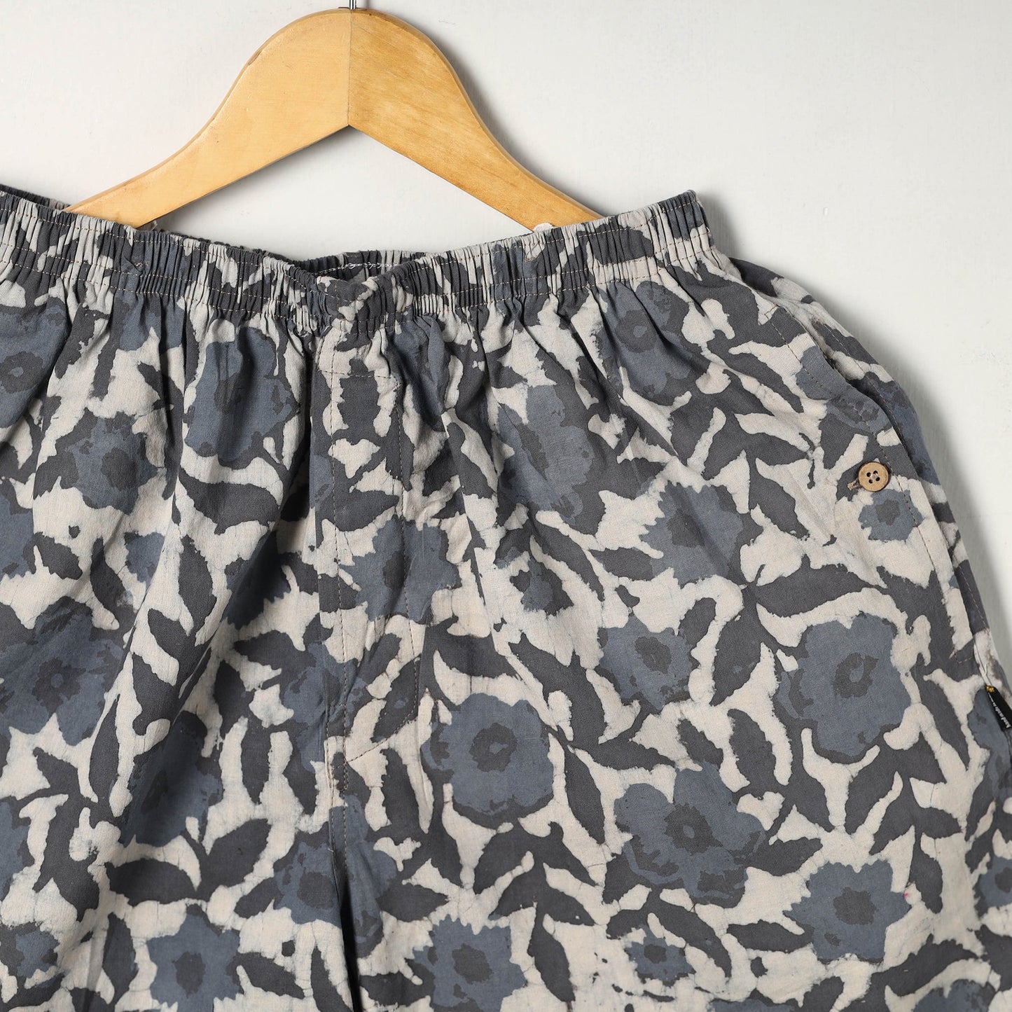 Grey - cotton unisex bagru shorts/boxer 08 - handcrafted