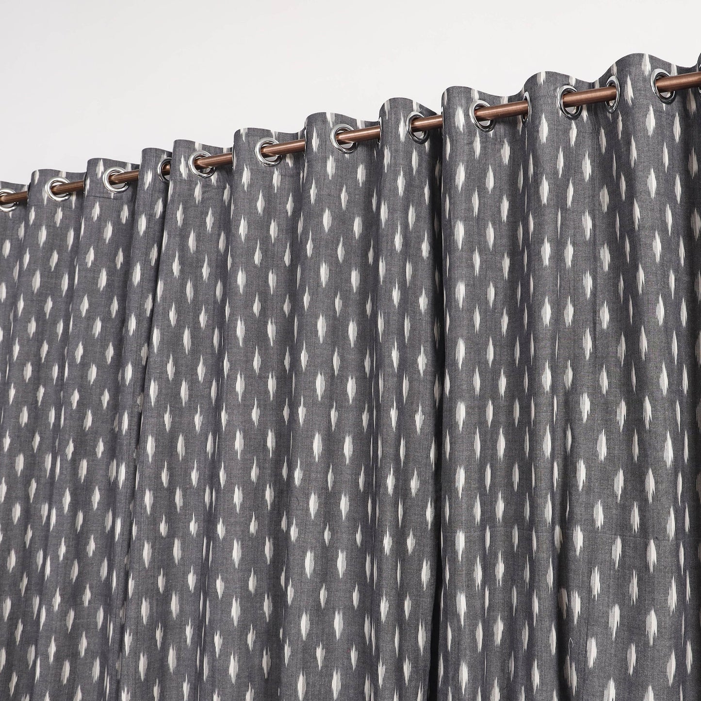 Grey - cotton window pochampally ikat curtain (5 x 3 feet)