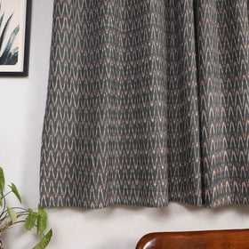 Grey - cotton window pochampally ikat curtain (5 x 3 feet)