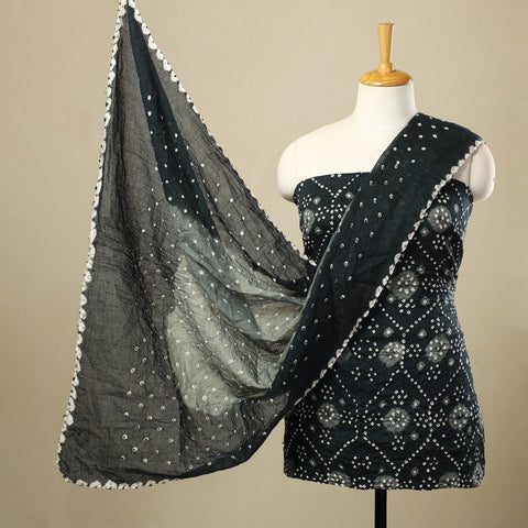 Buy 3pc Tie & Dye Satin Cotton Bandhani Dress Material