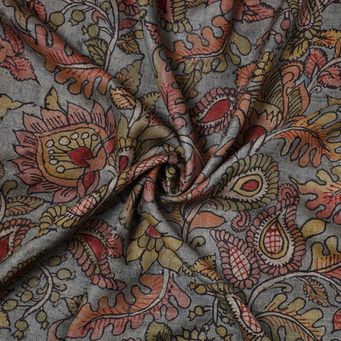 Grey - desi tussar silk handpainted srikalahasti pen