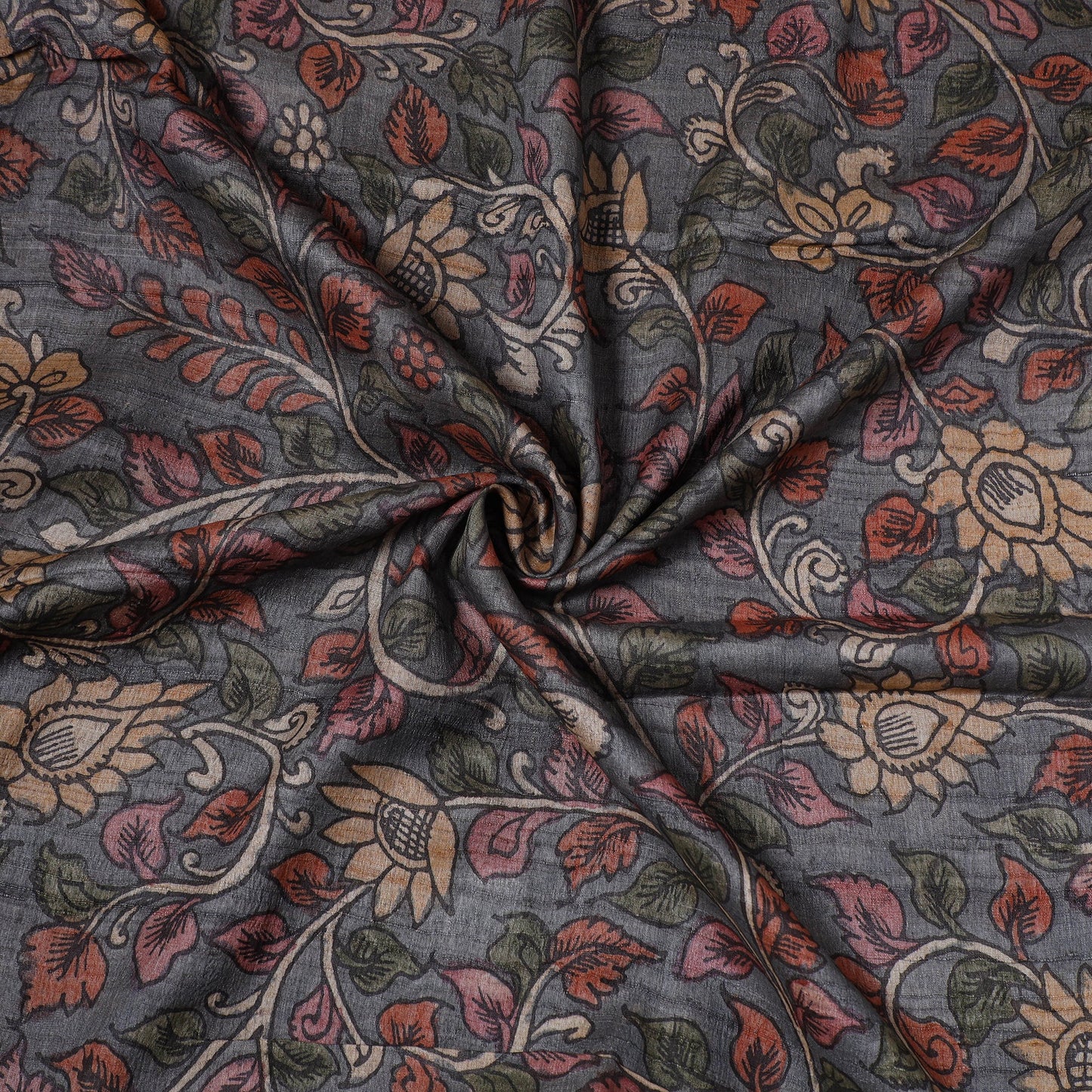 Grey - desi tussar silk handpainted srikalahasti pen