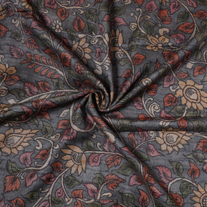 Grey - desi tussar silk handpainted srikalahasti pen