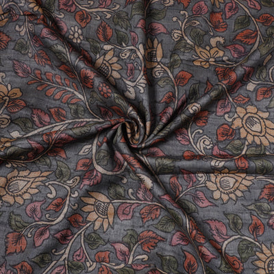 Grey - desi tussar silk handpainted srikalahasti pen