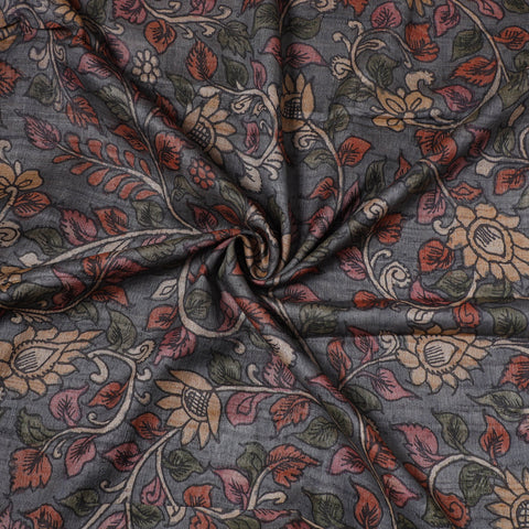 Grey - desi tussar silk handpainted srikalahasti pen