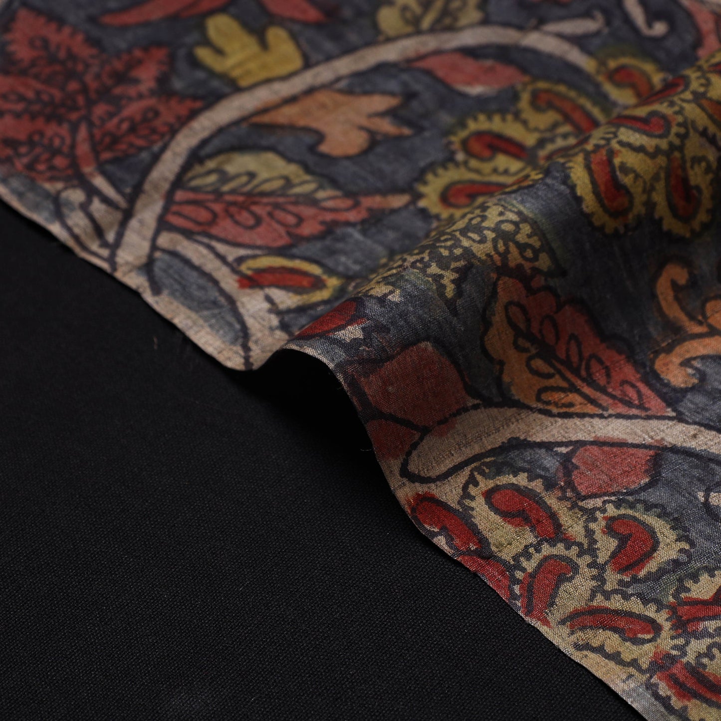 Grey - desi tussar silk handpainted srikalahasti pen