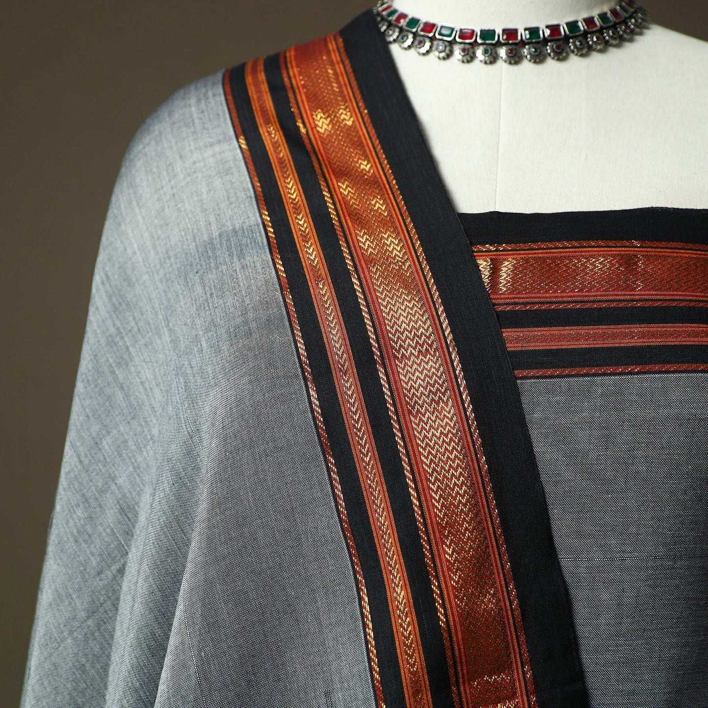 Dharwad cotton 3pc unstitched dress material with border