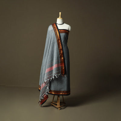 Dharwad cotton 3pc unstitched dress material with border
