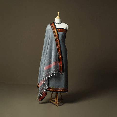 Dharwad cotton 3pc unstitched dress material with border