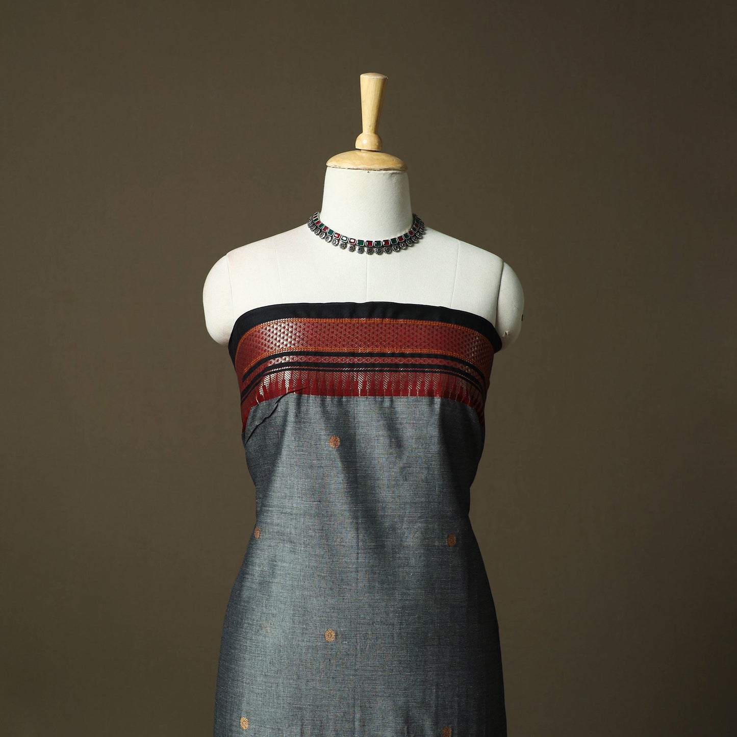 Dharwad cotton 3pc unstitched dress material with border