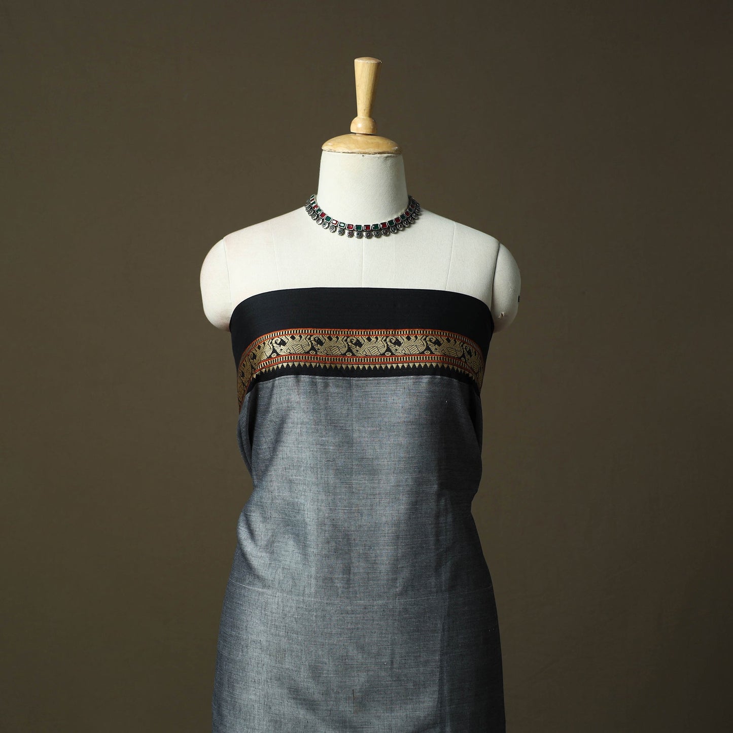 Dharwad cotton 3pc unstitched dress material with border 16