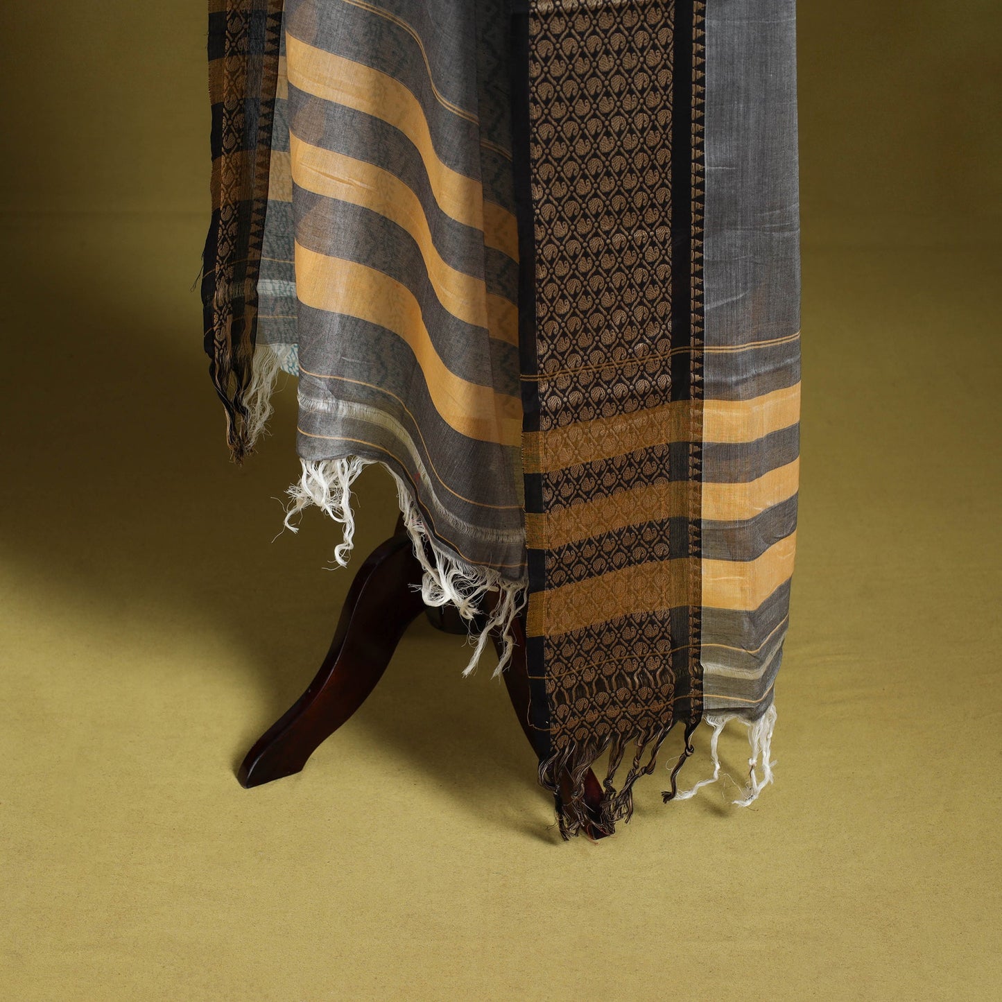 Grey - dharwad cotton dupatta with zari border 22