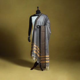Grey - dharwad cotton dupatta with zari border 22