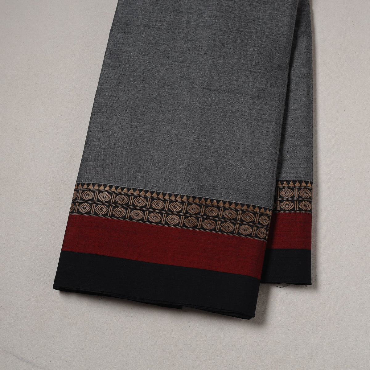 Dharwad cotton fabric with border 15 - handcrafted