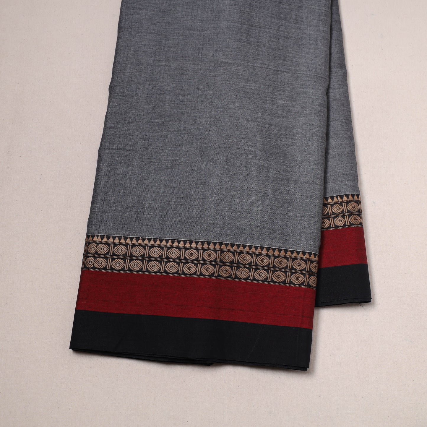 Dharwad cotton fabric with border 28 - handcrafted
