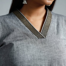 Grey - Dharwad Cotton  A-Line Long Kurta