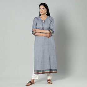 Grey dharwad cotton long kurti - handcrafted