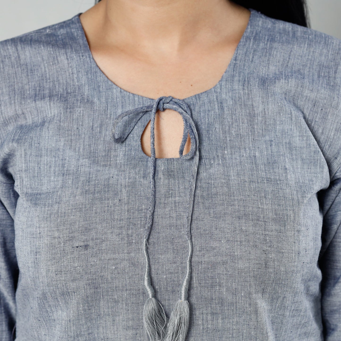 Grey dharwad cotton long kurti - handcrafted