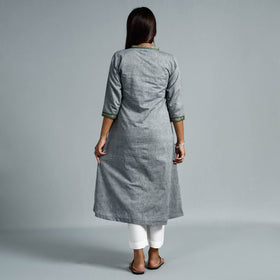 Grey - Dharwad Cotton Long A-Line Kurta