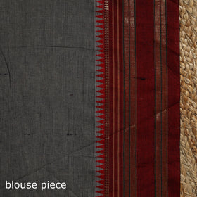 Grey - dharwad cotton saree with border 17 - handcrafted