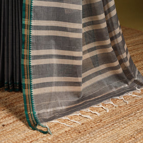 Grey - dharwad cotton saree with border 40 - handcrafted