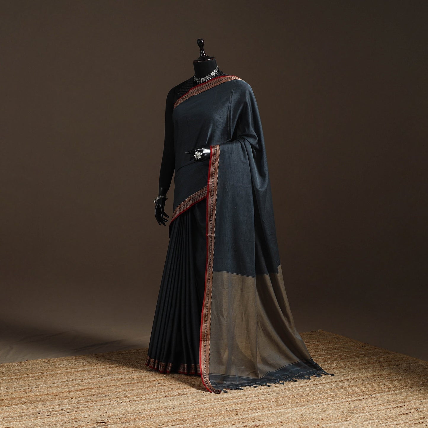 Dharwad cotton saree with border 50 - handcrafted