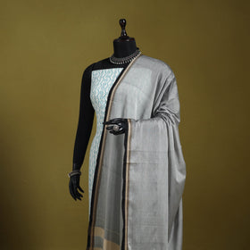 Grey - dharwad mercerised cotton dupatta with border 82