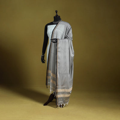 Grey - dharwad mercerised cotton dupatta with border 82