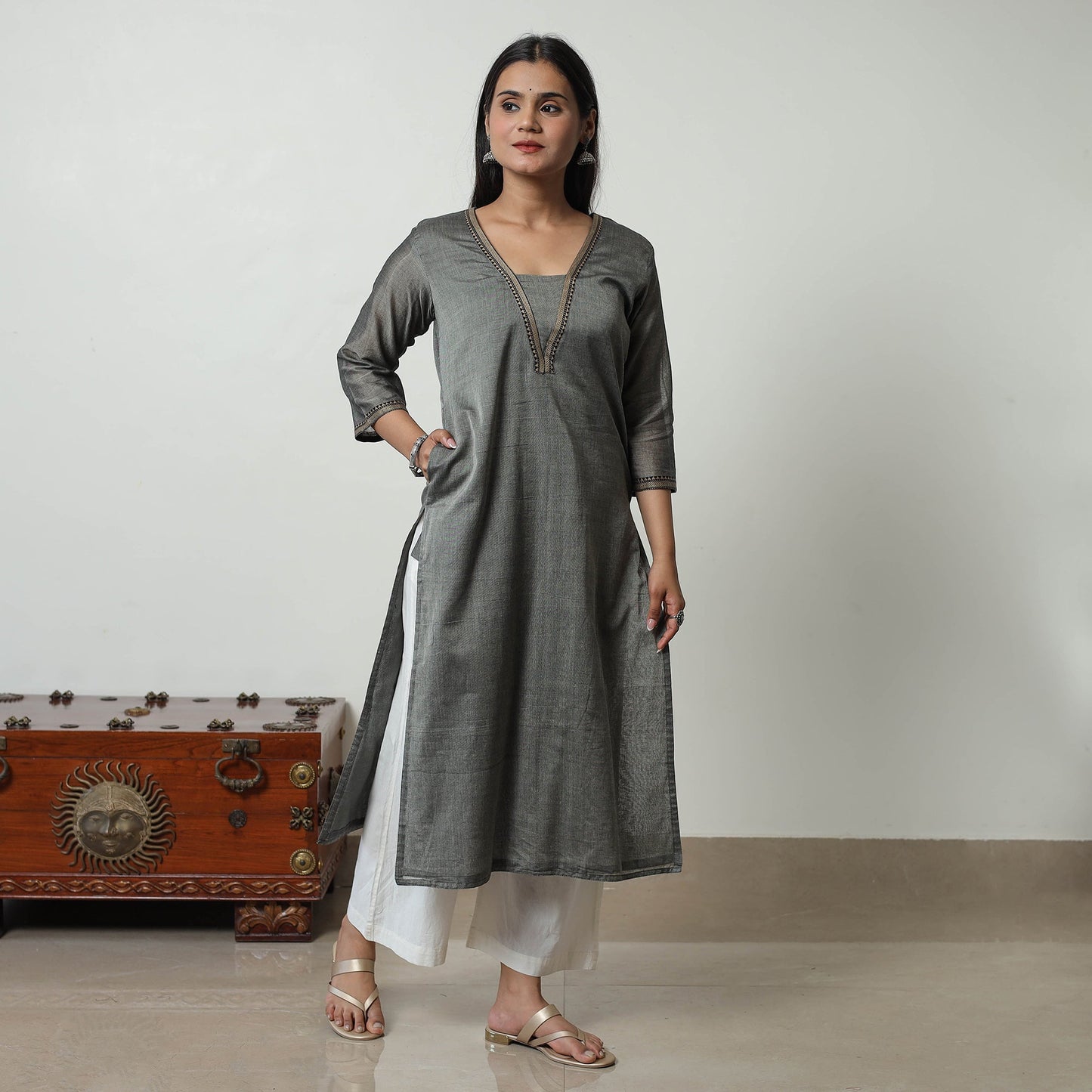 Dharwad Mercerised Cotton Kurta | Straight & Elegant for Women