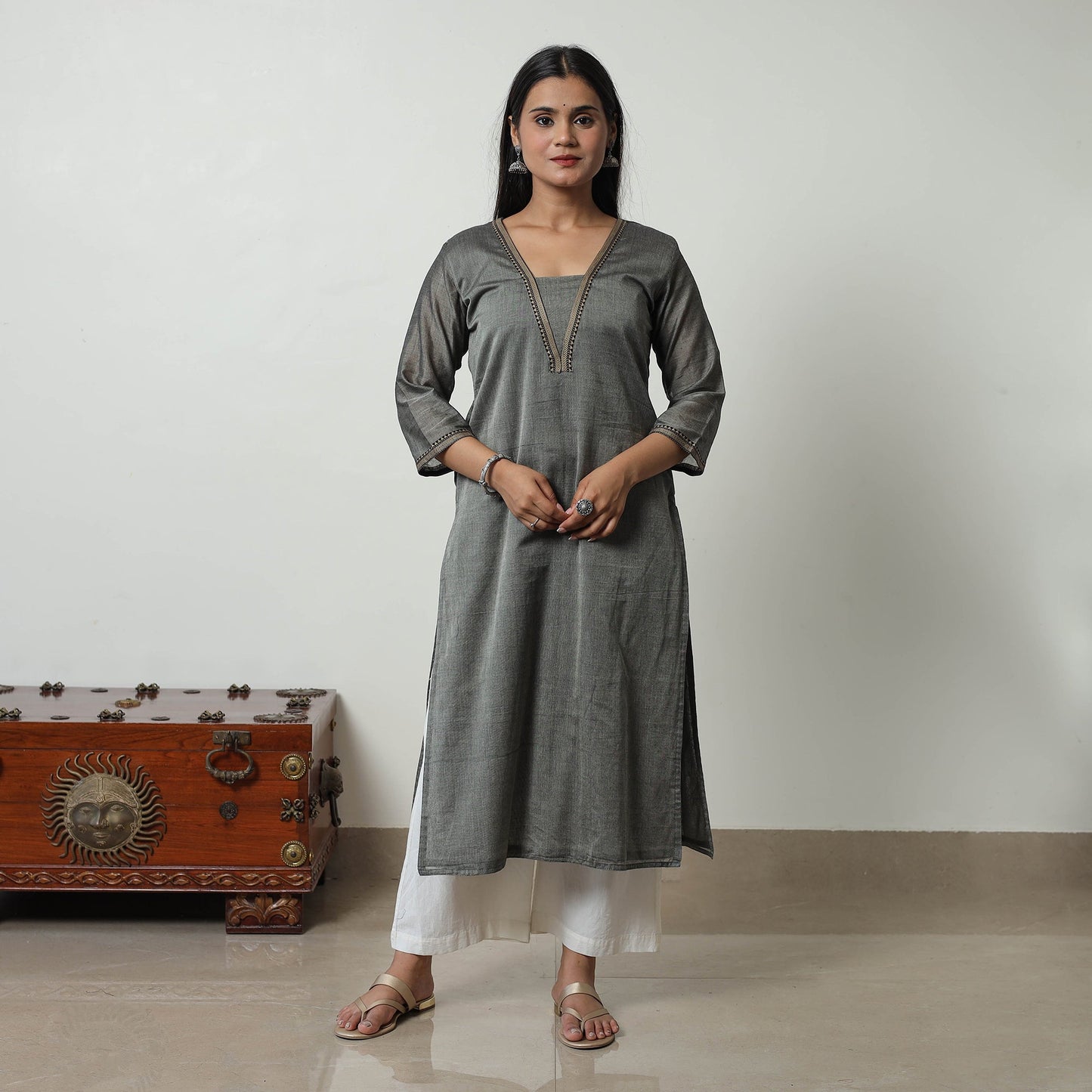 Dharwad Mercerised Cotton Kurta | Straight & Elegant for Women