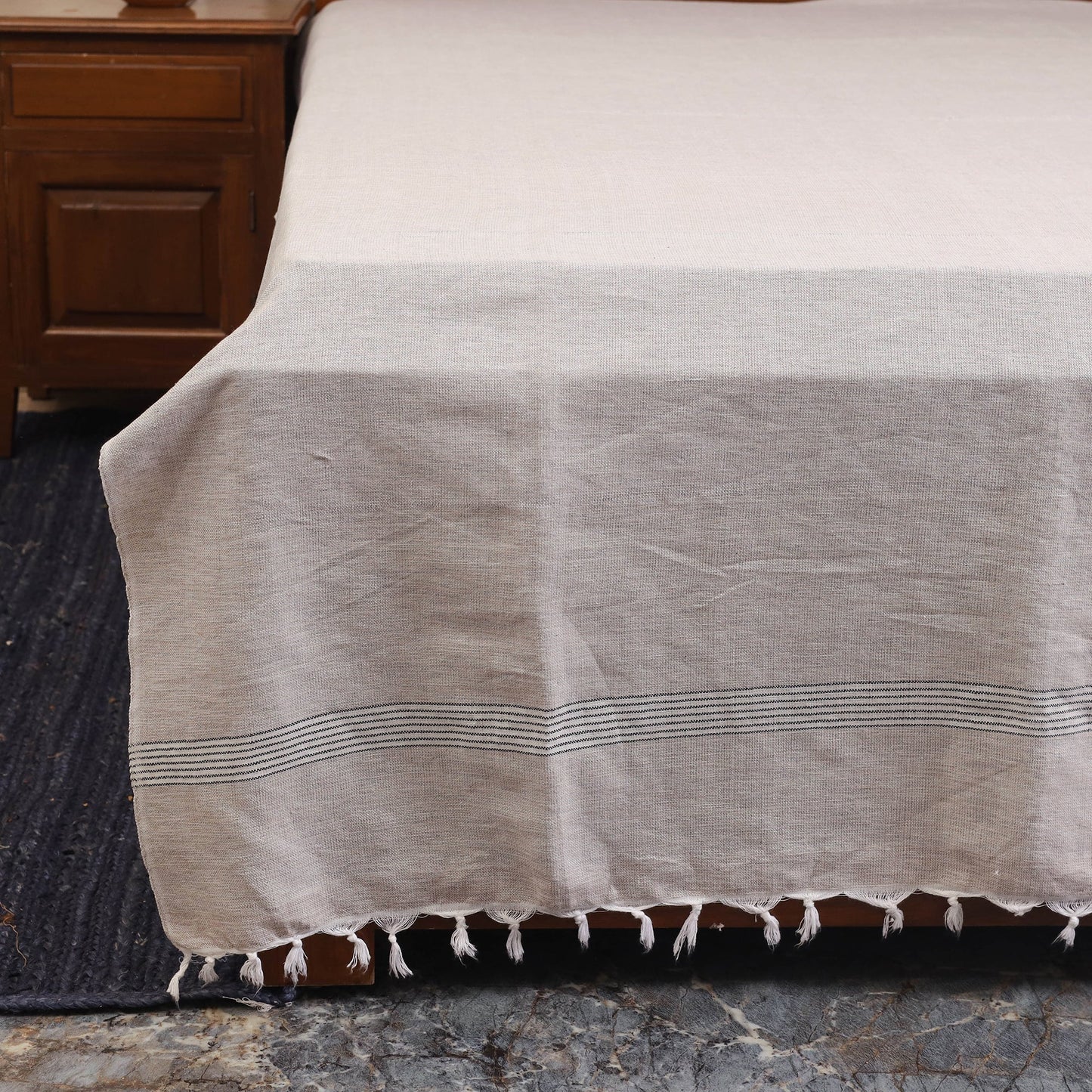 Grey - double handloom cotton bed sheet (108 x 90 in) 41