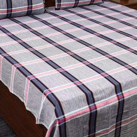 Grey Double Handloom Cotton Bed Sheet Set 