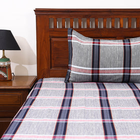 Grey Double Handloom Cotton Bed Sheet Set 