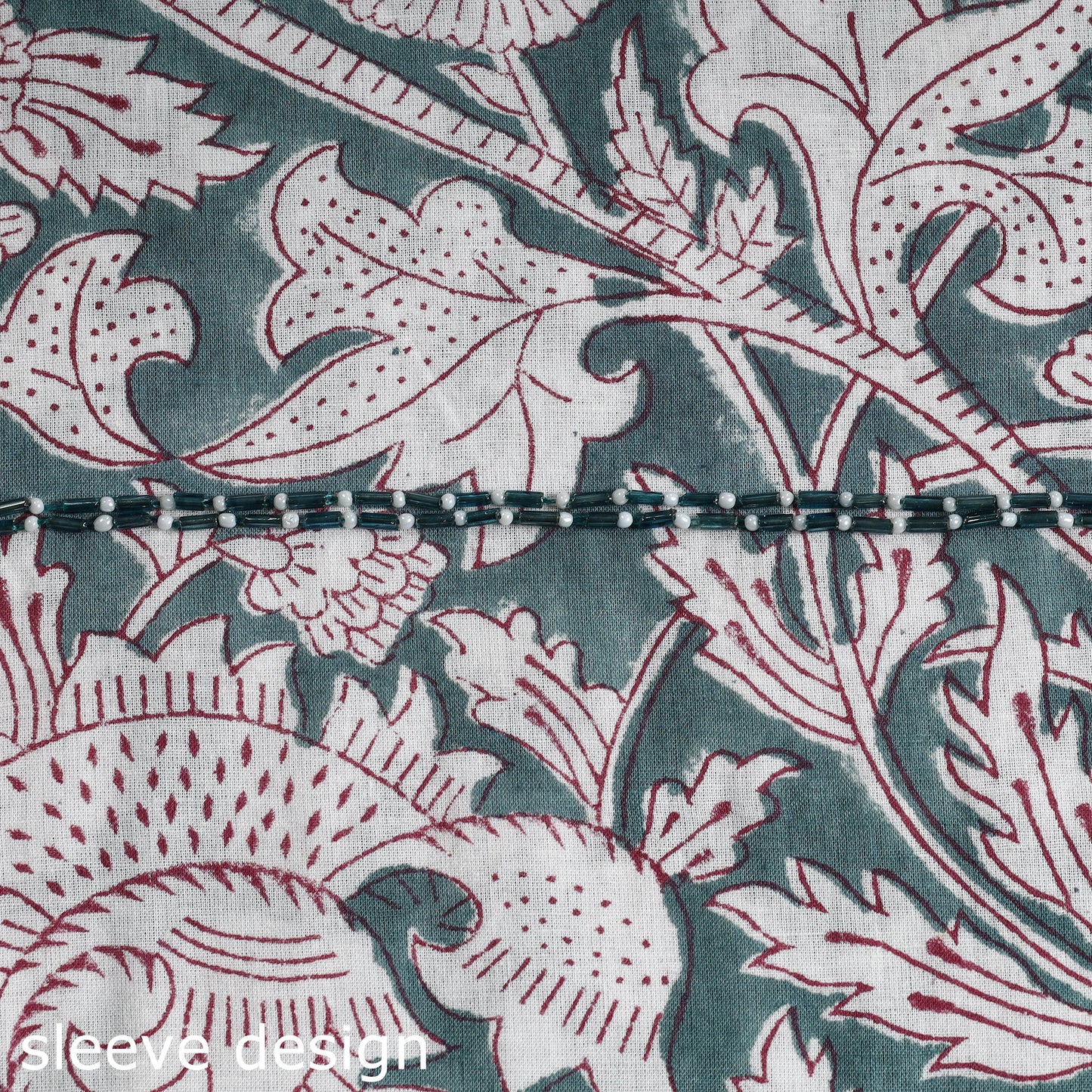 Buy Embroidered Sanganeri Block Print Cotton Kurta Material with Beads - 2.5 Meter Online at iTokri.com