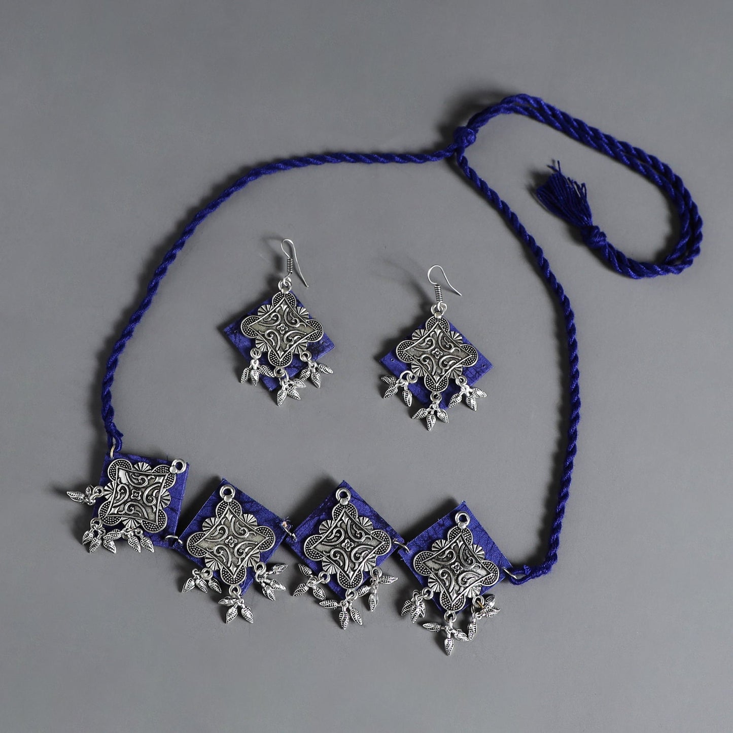 Grey - fabart german silver choker necklace set 17