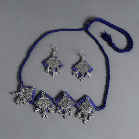 Grey - fabart german silver choker necklace set 17