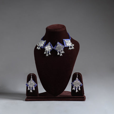 Grey - fabart german silver choker necklace set 17