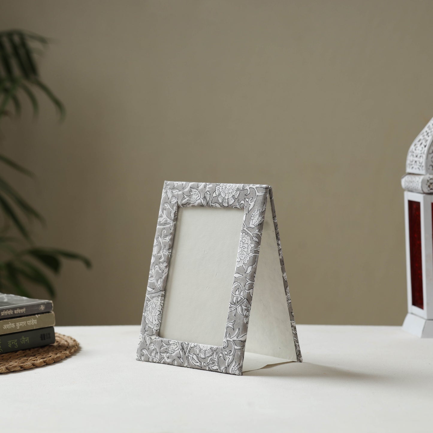 Grey - fabric embellished handmade photo frame (8 x 6 in)