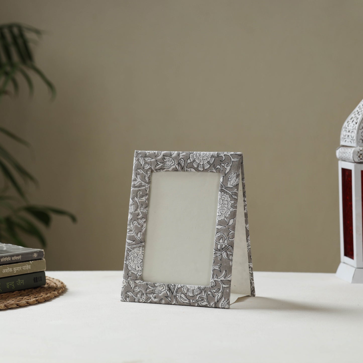 Grey - fabric embellished handmade photo frame (8 x 6 in)