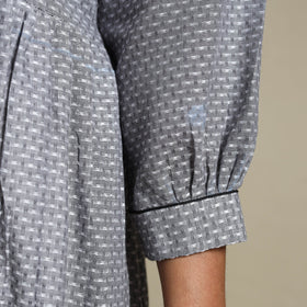 Grey Flared Cotton Jacquard Dress