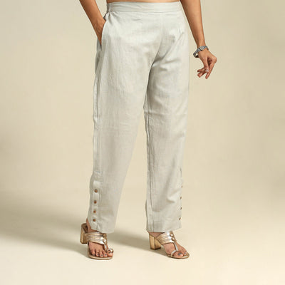 Grey Flex Cotton Elasticated Plain Pant