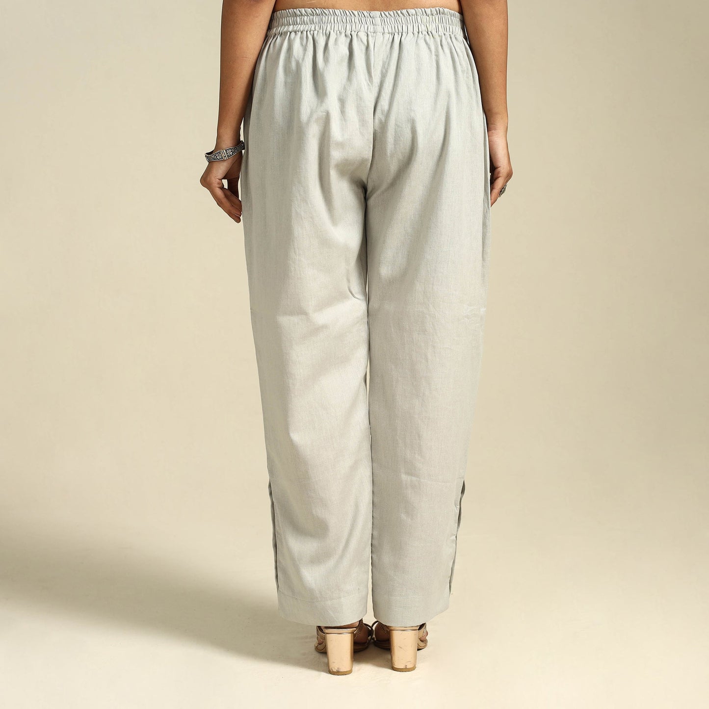 Grey Flex Cotton Elasticated Plain Pant