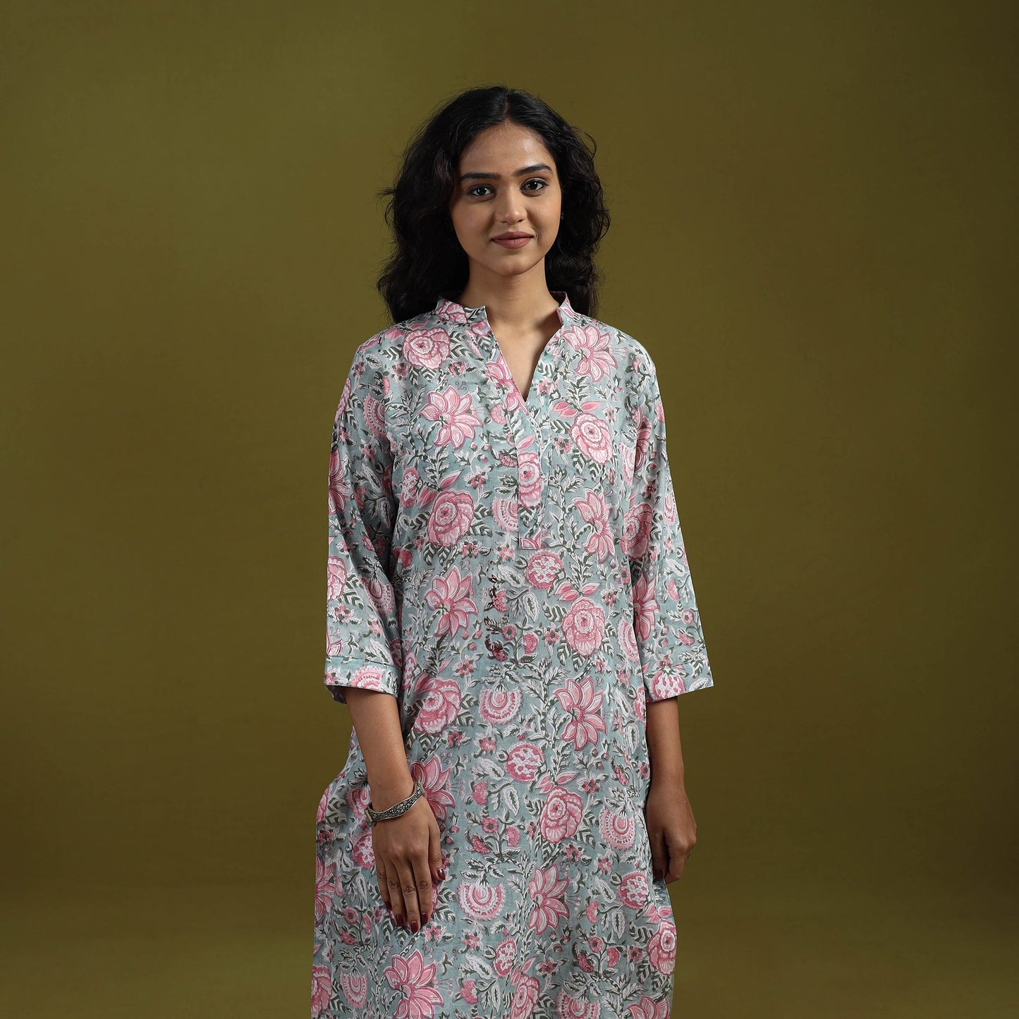 Floral cotton sanganeri co-ord set 02 - handcrafted