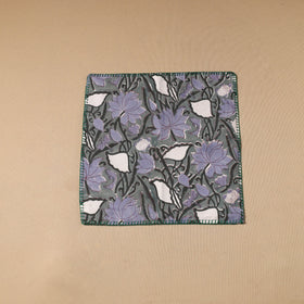 Grey Floral Block Print Cotton Hand Embroidery Table Napkin