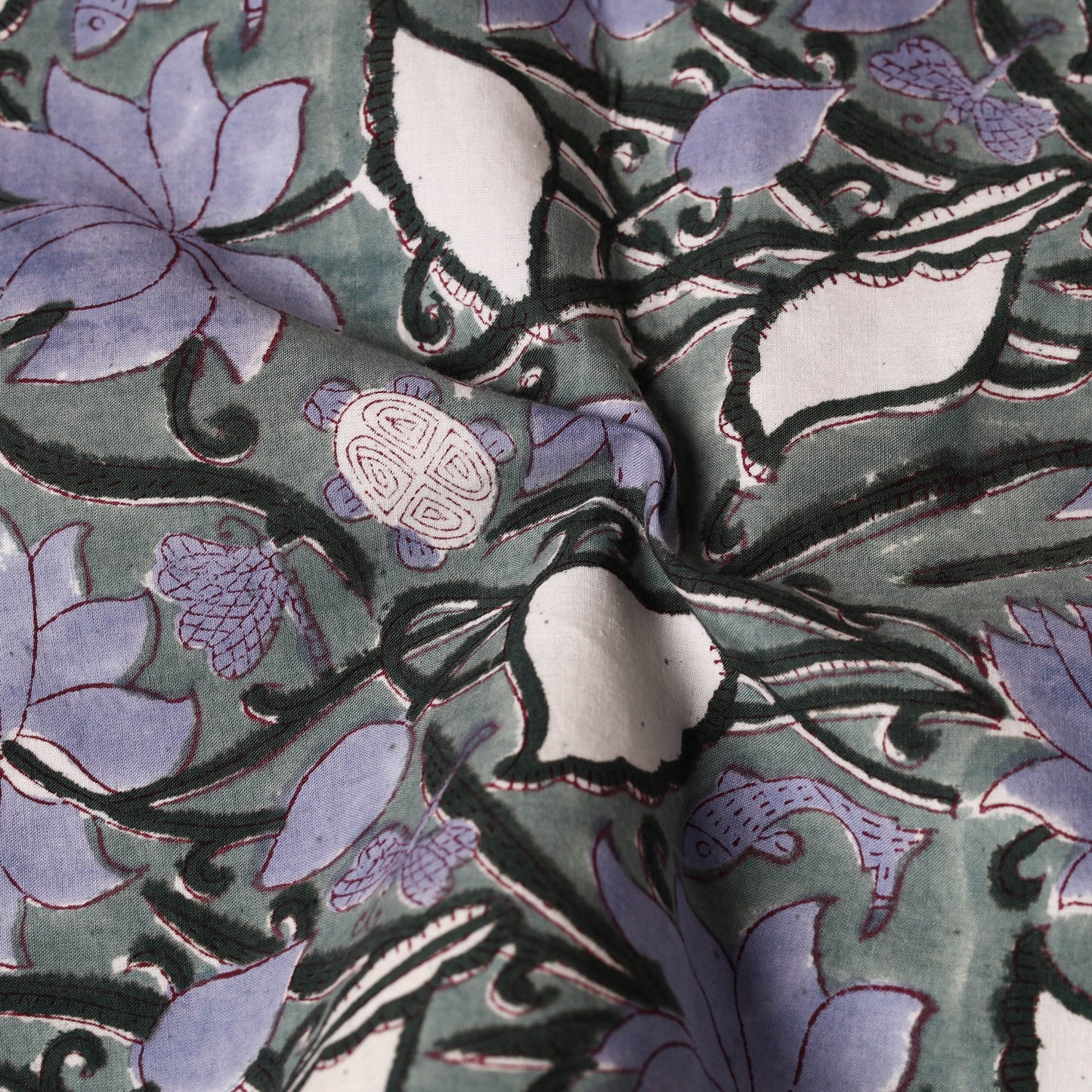  Grey Floral Block Print Cotton Hand Embroidery Table Napkin