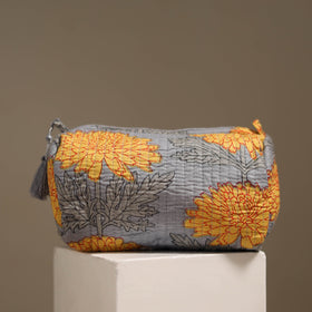 Grey - floral hand quilted toiletry bags (set of 3) 22