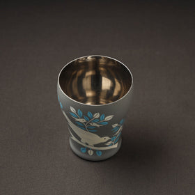  Grey Floral Handpainted Enamelware Stainless Steel Glass 